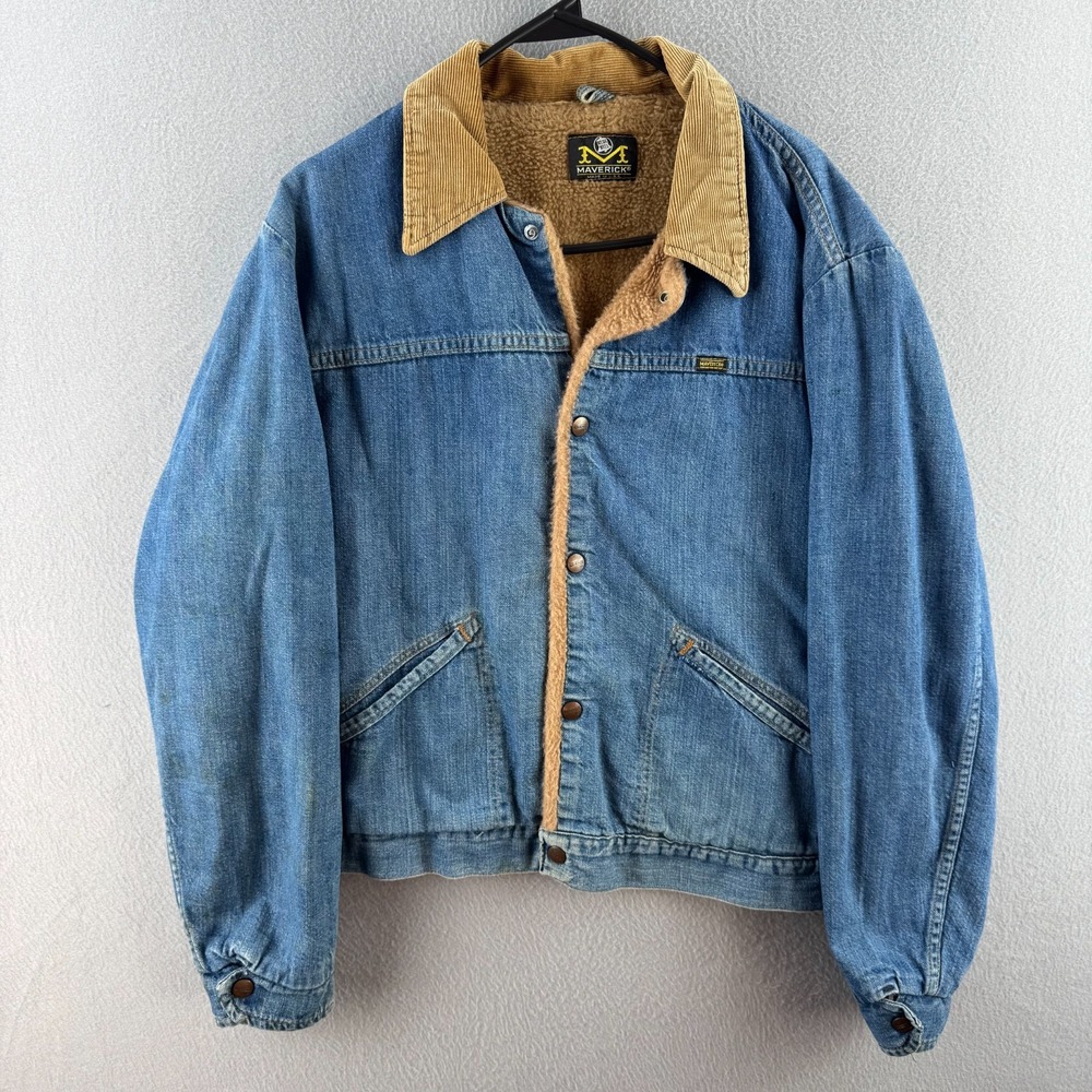 Vintage‎ 60s Blue Bell Maverick Jacket Mens Fits Large 23x23 Denim Fleece Lined